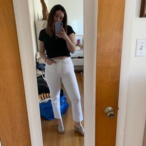 White high rise Tory Burch eyelet jeans